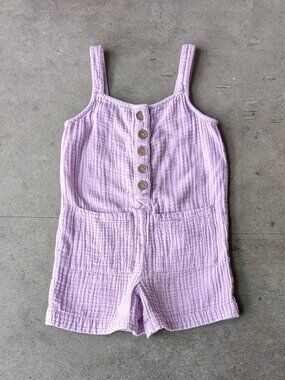 Faherty Girls Lavender Purple Cotton Gauze One-Piece Romper size 4T